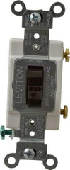 Leviton - 1 Pole, 120 to 277 VAC, 20 Amp, Commercial Grade, Toggle, Wall and Dimmer Light Switch - 1.31 Inch Wide x 4.06 Inch High - Americas Industrial Supply