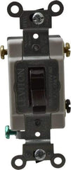 Leviton - 3 Pole, 120 to 277 VAC, 15 Amp, Commercial Grade, Toggle, Wall and Dimmer Light Switch - 1.31 Inch Wide x 4.06 Inch High - Americas Industrial Supply