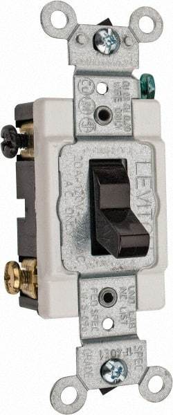 Leviton - 3 Pole, 120 to 277 VAC, 20 Amp, Commercial Grade, Toggle, Wall and Dimmer Light Switch - 1.31 Inch Wide x 4.06 Inch High - Americas Industrial Supply