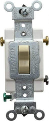 Leviton - 3 Pole, 120 to 277 VAC, 20 Amp, Commercial Grade, Toggle, Wall and Dimmer Light Switch - 1.31 Inch Wide x 4.06 Inch High - Americas Industrial Supply