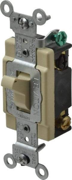 Leviton - 4 Pole, 120 to 277 VAC, 20 Amp, Commercial Grade, Toggle, Wall and Dimmer Light Switch - 1.31 Inch Wide x 4.06 Inch High - Americas Industrial Supply