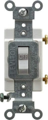 Leviton - 1 Pole, 120 to 277 VAC, 15 Amp, Commercial Grade, Toggle, Wall and Dimmer Light Switch - 1.31 Inch Wide x 4.06 Inch High - Americas Industrial Supply