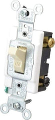 Leviton - 1 Pole, 120 to 277 VAC, 15 Amp, Commercial Grade, Toggle, Wall and Dimmer Light Switch - 1.31 Inch Wide x 4.06 Inch High - Americas Industrial Supply