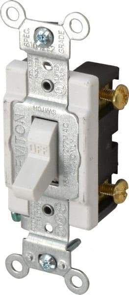 Leviton - 1 Pole, 120 to 277 VAC, 15 Amp, Commercial Grade, Toggle, Wall and Dimmer Light Switch - 1.31 Inch Wide x 4.06 Inch High - Americas Industrial Supply