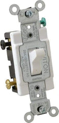 Leviton - 3 Pole, 120 to 277 VAC, 20 Amp, Commercial Grade, Toggle, Wall and Dimmer Light Switch - 1.31 Inch Wide x 4.06 Inch High - Americas Industrial Supply