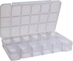 Akro-Mils - 9-1/2" Wide x 14-3/8" High x 2-1/2" Deep, Small Parts Storage Case - Clarified Polypropylene Frame, 3 to 18 Compartments, 2-7/8" Wide x 2-3/8 to 14" High x 2" Deep Bin - Americas Industrial Supply