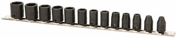 Proto - 13 Piece 1/4" Drive Impact Socket Set - 6 Points, 4mm to 10mm Range, Metric Measurement Standard - Americas Industrial Supply