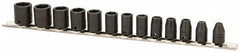 Proto - 13 Piece 1/4" Drive Impact Socket Set - 6 Points, 4mm to 10mm Range, Metric Measurement Standard - Americas Industrial Supply