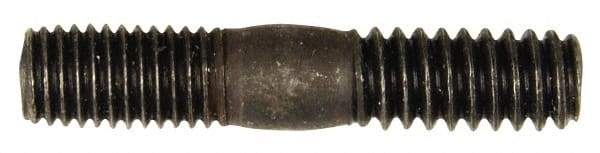 Dorman - 1/4-28 Long Thread, 1/4-20 Short Thread, 1-1/4" OAL Unequal Double Threaded Stud - Steel, Black Oxide Finish, 1/2" Long Thread Length, 1/2" Short Thread Length - Americas Industrial Supply