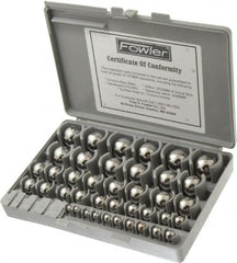Fowler - to 1 to 25mm Diameter, Chrome Steel, Gage Ball Set - 0.0025 mm Tolerance, Grade 24 Accuracy, 63 RC Hardness, 25 Pairs - Americas Industrial Supply