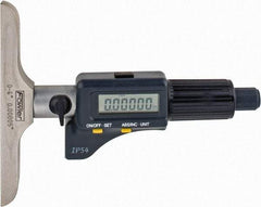 Fowler - 0 to 150mm Range, 4" Base Length, 6 Rods, Friction Thimble, Electronic Depth Micrometer - IP54, 0.00005" Resolution, 0.176" Rod Diam, 357 Battery, Data Output - Americas Industrial Supply