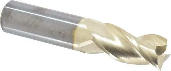 Accupro - 1", 2" LOC, 1" Shank Diam, 5" OAL, 3 Flute, Solid Carbide Square End Mill - Single End, ZrN Finish, Spiral Flute, 37° Helix, Centercutting, Right Hand Cut, Right Hand Flute - Americas Industrial Supply
