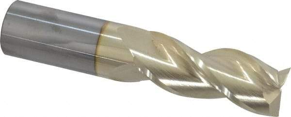 Accupro - 1", 2-1/2" LOC, 1" Shank Diam, 5" OAL, 3 Flute, Solid Carbide Square End Mill - Single End, ZrN Finish, Spiral Flute, 37° Helix, Centercutting, Right Hand Cut, Right Hand Flute - Americas Industrial Supply