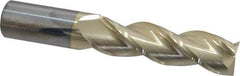 Accupro - 1", 3-1/2" LOC, 1" Shank Diam, 6" OAL, 3 Flute, Solid Carbide Square End Mill - Single End, ZrN Finish, Spiral Flute, 37° Helix, Centercutting, Right Hand Cut, Right Hand Flute - Americas Industrial Supply