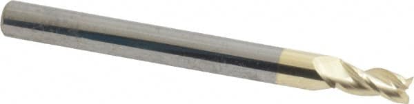 Accupro - 5/32", 5/16" LOC, 3/16" Shank Diam, 2" OAL, 3 Flute, Solid Carbide Square End Mill - Single End, ZrN Finish, Spiral Flute, 37° Helix, Centercutting, Right Hand Cut, Right Hand Flute - Americas Industrial Supply