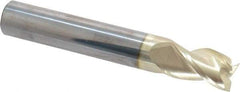 Accupro - 3/8", 5/8" LOC, 3/8" Shank Diam, 2-1/2" OAL, 3 Flute, Solid Carbide Square End Mill - Single End, ZrN Finish, Spiral Flute, 37° Helix, Centercutting, Right Hand Cut, Right Hand Flute - Americas Industrial Supply