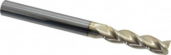 Accupro - 3/8", 1-1/2" LOC, 3/8" Shank Diam, 4" OAL, 3 Flute, Solid Carbide Square End Mill - Single End, ZrN Finish, Spiral Flute, 37° Helix, Centercutting, Right Hand Cut, Right Hand Flute - Americas Industrial Supply