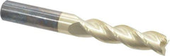 Accupro - 1/2", 2" LOC, 1/2" Shank Diam, 4" OAL, 3 Flute, Solid Carbide Square End Mill - Single End, ZrN Finish, Spiral Flute, 37° Helix, Centercutting, Right Hand Cut, Right Hand Flute - Americas Industrial Supply