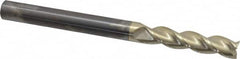 Accupro - 1/2", 2-1/4" LOC, 1/2" Shank Diam, 6" OAL, 3 Flute, Solid Carbide Square End Mill - Single End, ZrN Finish, Spiral Flute, 37° Helix, Centercutting, Right Hand Cut, Right Hand Flute - Americas Industrial Supply