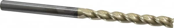 Accupro - 1/2", 4" LOC, 1/2" Shank Diam, 8" OAL, 3 Flute, Solid Carbide Square End Mill - Single End, ZrN Finish, Spiral Flute, 37° Helix, Centercutting, Right Hand Cut, Right Hand Flute - Americas Industrial Supply