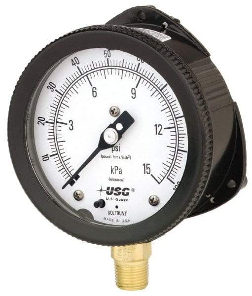 Ametek - 6" Dial, 1/2 Thread, 0-300 Scale Range, Pressure Gauge - Lower Connection Mount, Accurate to 0.5% of Scale - Americas Industrial Supply