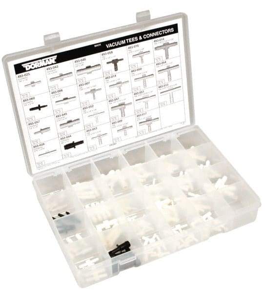 Dorman - 115 Piece, 1/8 to 5/16" Vacuum Tees & Connectors - Plastic - Americas Industrial Supply