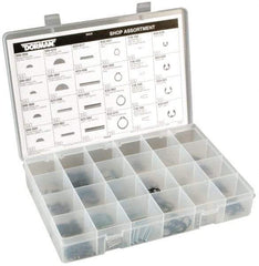 Dorman - 260 Piece E Style External Retaining Ring, Hair Pin Clip, Spring Pin & Woodruff Key Assortment - Spring Steel - Americas Industrial Supply