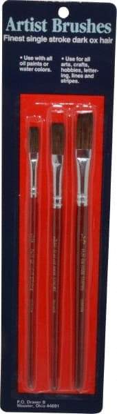 Wooster Brush - Ox Hair Artist's Paint Brush Set - 1/4, 3/8, 1/2" Wide, Plastic Handle - Americas Industrial Supply