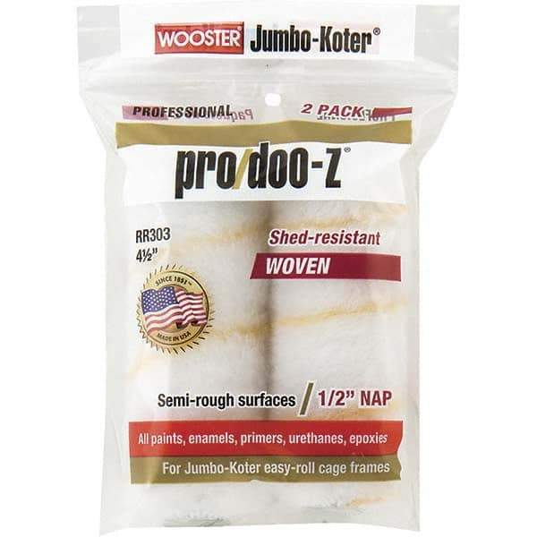 Wooster Brush - 1/2" Nap, 4-1/2" Wide Paint General Purpose Roller Cover - Smooth Texture, Fabric - Americas Industrial Supply