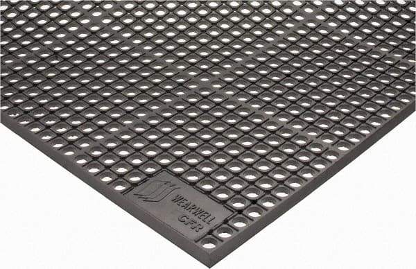 Wearwell - 5' Long x 3' Wide, Dry/Wet Environment, Anti-Fatigue Matting - Gray, CFR Rubber with Rubber Base, Beveled on 4 Sides - Americas Industrial Supply