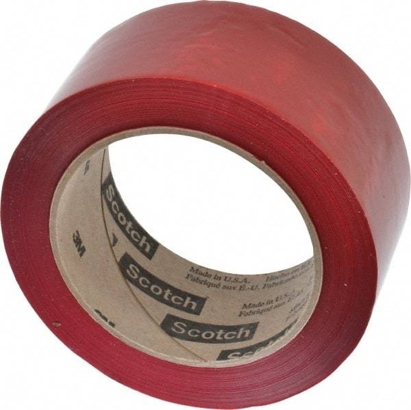 3M - 2" x 110 Yd Red Rubber Adhesive Sealing Tape - Polypropylene Film Backing, 1.9 mil Thick, 44 Lb Tensile Strength, Series 371 - Americas Industrial Supply