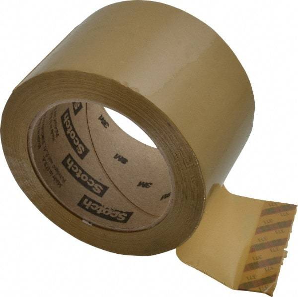 3M - 3" x 110 Yd Natural (Color) Rubber Adhesive Sealing Tape - Polypropylene Film Backing, 1.9 mil Thick, 44 Lb Tensile Strength, Series 371 - Americas Industrial Supply