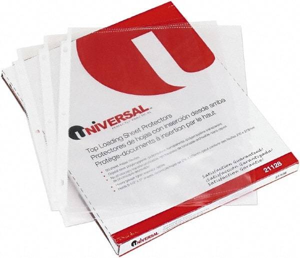 UNIVERSAL - 50 Piece Clear Sheet Protectors-Ring Binder - 11" High x 8-1/2" Wide - Americas Industrial Supply