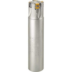 Iscar - 1-1/2" Cut Diam, 0.315" Max Depth of Cut, 1" Shank Diam, 4" OAL, Indexable Square Shoulder Helical End Mill - T490 LN.T 0804 Inserts, Weldon Shank, 90° Lead Angle, Through Coolant, Series Helitang - Americas Industrial Supply