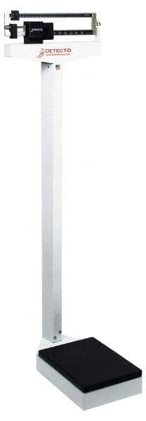 Detecto - Mechanical Beam Display, 350 Lb. Capacity, Eye-Level Mechanical Beam Scale with Height Rod - 4 Ounce/100g Graduation, 59" High, 14-1/2" Platform Length x 10-1/2" Width - Americas Industrial Supply