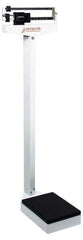 Detecto - Mechanical Beam Display, 350 Lb. Capacity, Eye-Level Mechanical Beam Scale with Height Rod - 4 Ounce/100g Graduation, 59" High, 14-1/2" Platform Length x 10-1/2" Width - Americas Industrial Supply