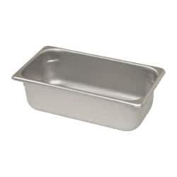 VOLLRATH - Rectangular, Chrome Stainless Steel Food Pan - 4" High x 6.9" Wide x 12.8" Long - Americas Industrial Supply