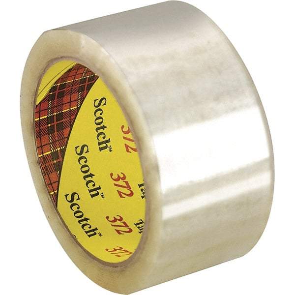 3M - 2" x 55 Yd Clear Rubber Adhesive Sealing Tape - Polypropylene Film Backing, 2.2 mil Thick, 52 Lb Tensile Strength, Series 372 - Americas Industrial Supply