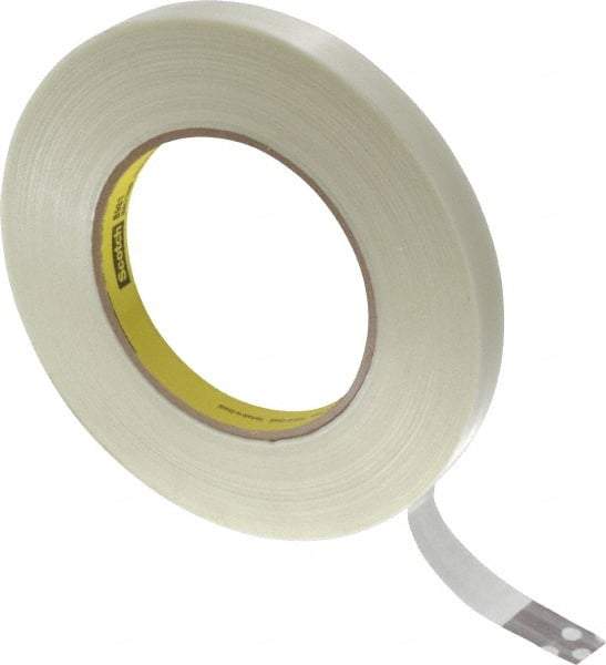 3M - 1/2" x 60 Yd Clear Rubber Adhesive Packaging Tape - Polypropylene Film Backing, 6.6 mil Thick, 380 Lb Tensile Strength, Series 8981 - Americas Industrial Supply