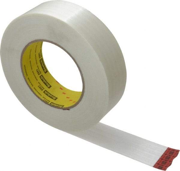 3M - 1-1/2" x 60 Yd Clear Rubber Adhesive Packaging Tape - Polypropylene Film Backing, 6.6 mil Thick, 380 Lb Tensile Strength, Series 8981 - Americas Industrial Supply