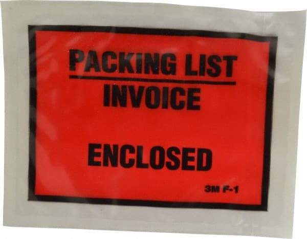 3M - 1,000 Piece, 5-1/2" Long x 4-1/2" Wide, Envelope - Packing List/Invoice Enclosed, Orange Full Faced - Americas Industrial Supply