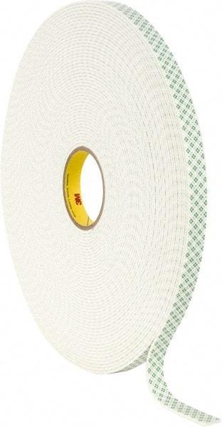 3M - 3/4" x 36 Yd Acrylic Adhesive Double Sided Tape - 1/8" Thick, Off-White, Urethane Foam Liner, Continuous Roll, Series 4008 - Americas Industrial Supply