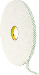 3M - 3/4" x 36 Yd Acrylic Adhesive Double Sided Tape - 1/8" Thick, Off-White, Urethane Foam Liner, Continuous Roll, Series 4008 - Americas Industrial Supply