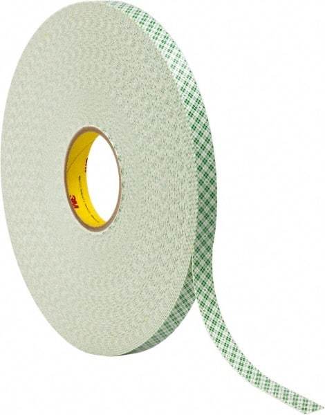 3M - 3/4" x 72 Yd Acrylic Adhesive Double Sided Tape - 1/32" Thick, Off-White, Urethane Foam Liner, Continuous Roll, Series 4032 - Americas Industrial Supply