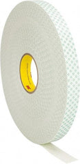 3M - 1" x 72 Yd Acrylic Adhesive Double Sided Tape - 1/32" Thick, Off-White, Urethane Foam Liner, Continuous Roll, Series 4032 - Americas Industrial Supply