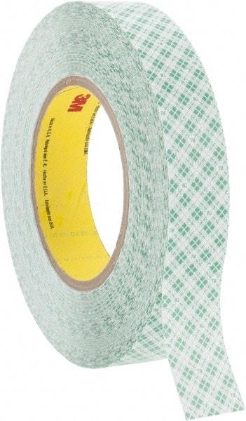 3M - 1" x 36 Yd Rubber Adhesive Double Sided Tape - 9 mil Thick, White, Polyethylene Film Liner, Continuous Roll, Series 9589 - Americas Industrial Supply