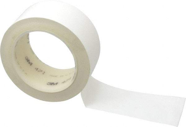 3M - White Solid Color Vinyl Tape - 2" Wide x 108' Long x 5.2 mil Thick, General Traffic - Americas Industrial Supply