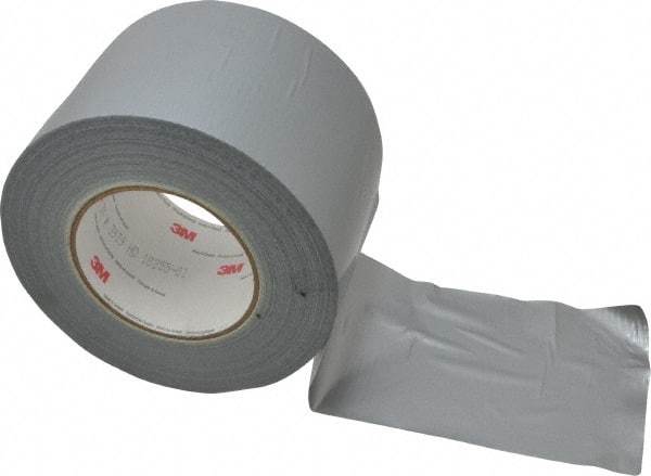 3M - 4" x 55m Silver Duct Tape - 9 mil, Rubber Adhesive, Polyethylene Film Backing, 25 Lb/ln Tensile Strength, 200°F Max, Series 3939 - Americas Industrial Supply