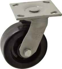 Fairbanks - 5" Diam x 2" Wide, Phenolic Swivel Caster - 1,000 Lb Capacity, Top Plate Mount, 4" x 4-1/2" Plate, Plain Bearing - Americas Industrial Supply