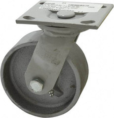 Fairbanks - 5" Diam x 2" Wide, Semi-Steel Swivel Caster - 1,000 Lb Capacity, Top Plate Mount, 4" x 4-1/2" Plate, Plain Bearing - Americas Industrial Supply